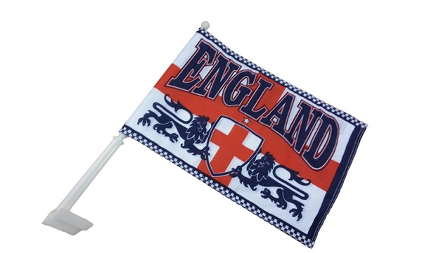 England 2 Lions Car Flag